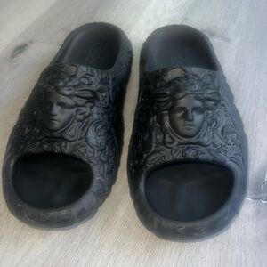 Versace Black Medusa Embossed Slides